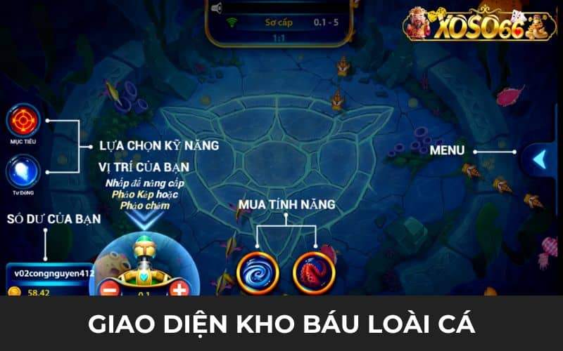 Giao diện kho báu loài cá được bố trí hợp lí